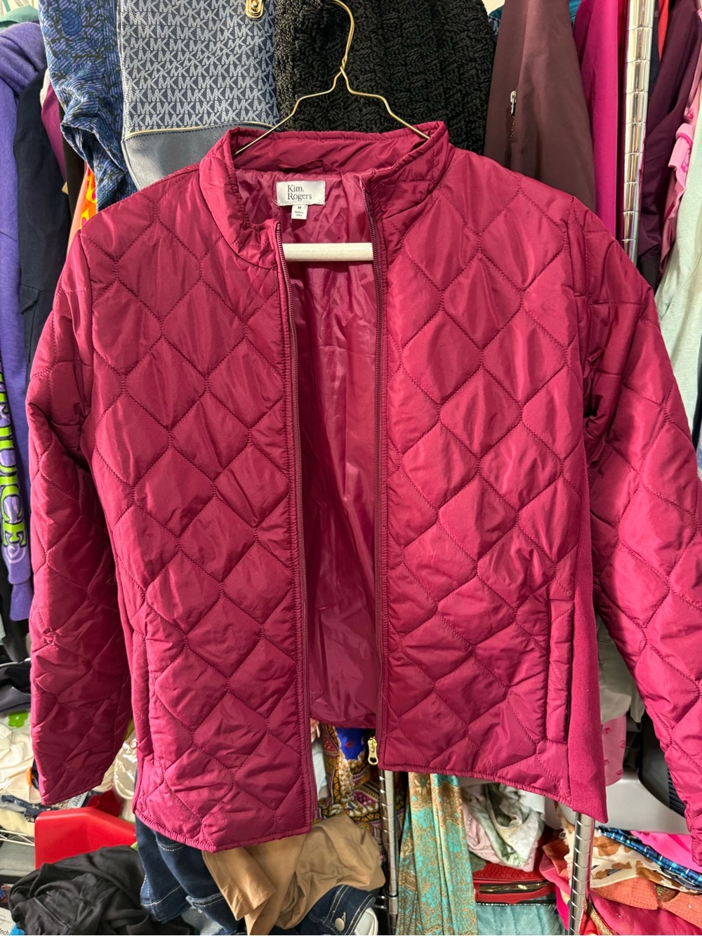 Kim Rogers Quilted Wine-Red Puffer Jacket
